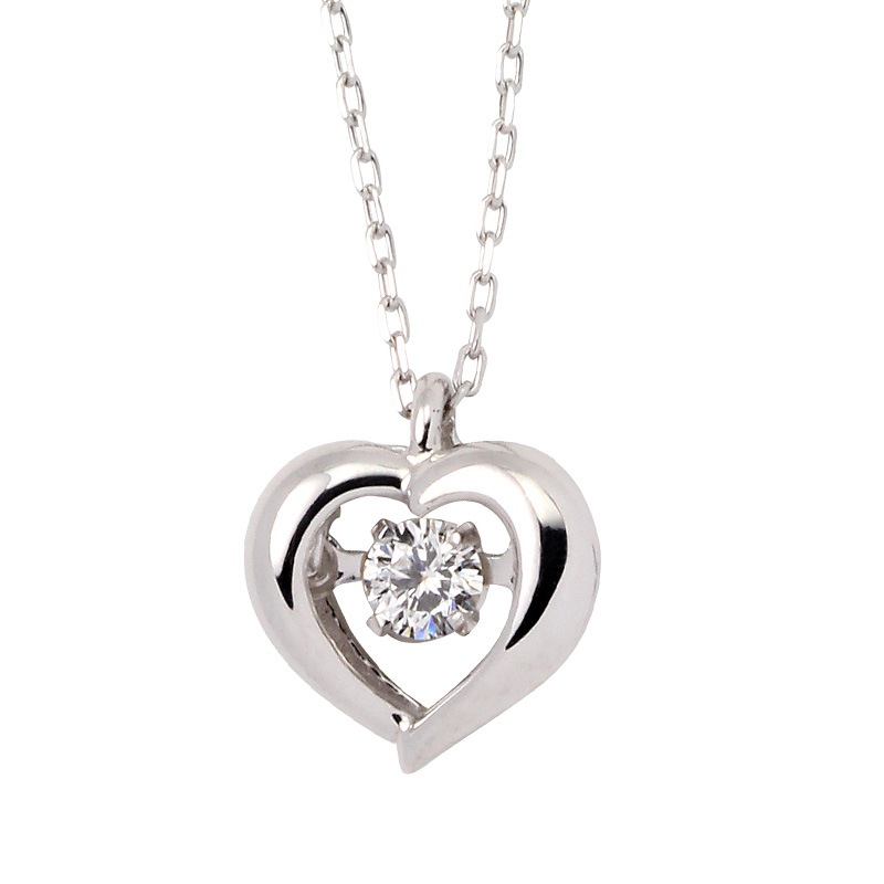 18金 ホワイトゴールド ダンシングダイヤモンド ネックレス 0.08