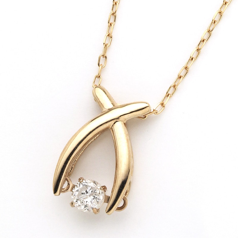18金 ピンクゴールド ダンシングダイヤモンド ネックレス 0.08ct 
