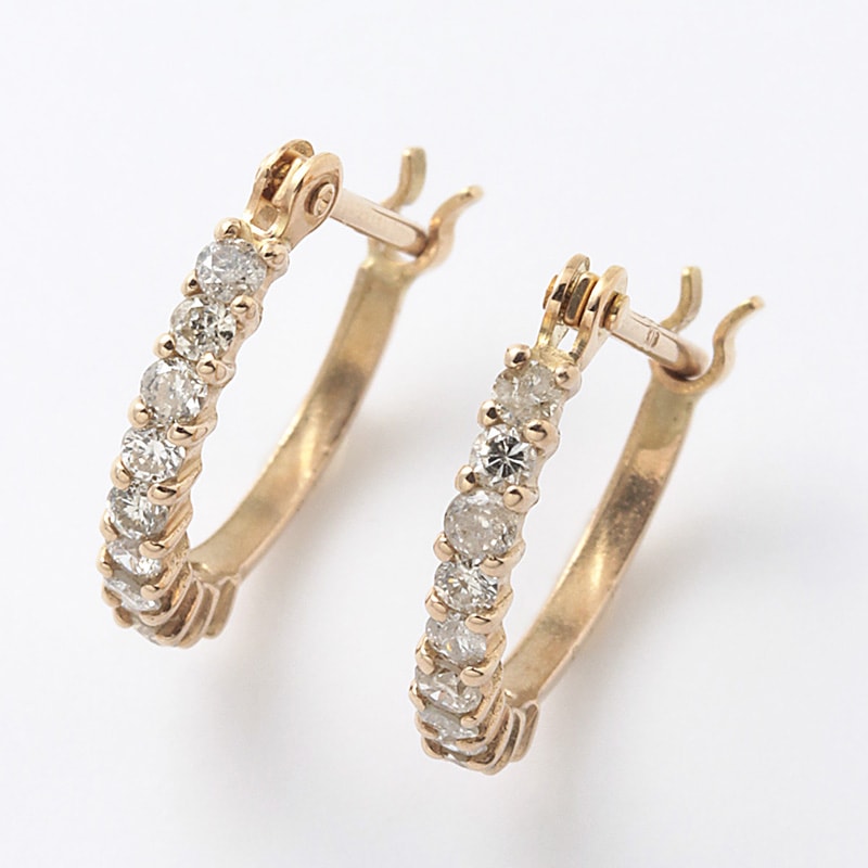 18金ピンクゴールド ダイヤモンド エタニティー ピアス 0.2ct DTETAPE2PG