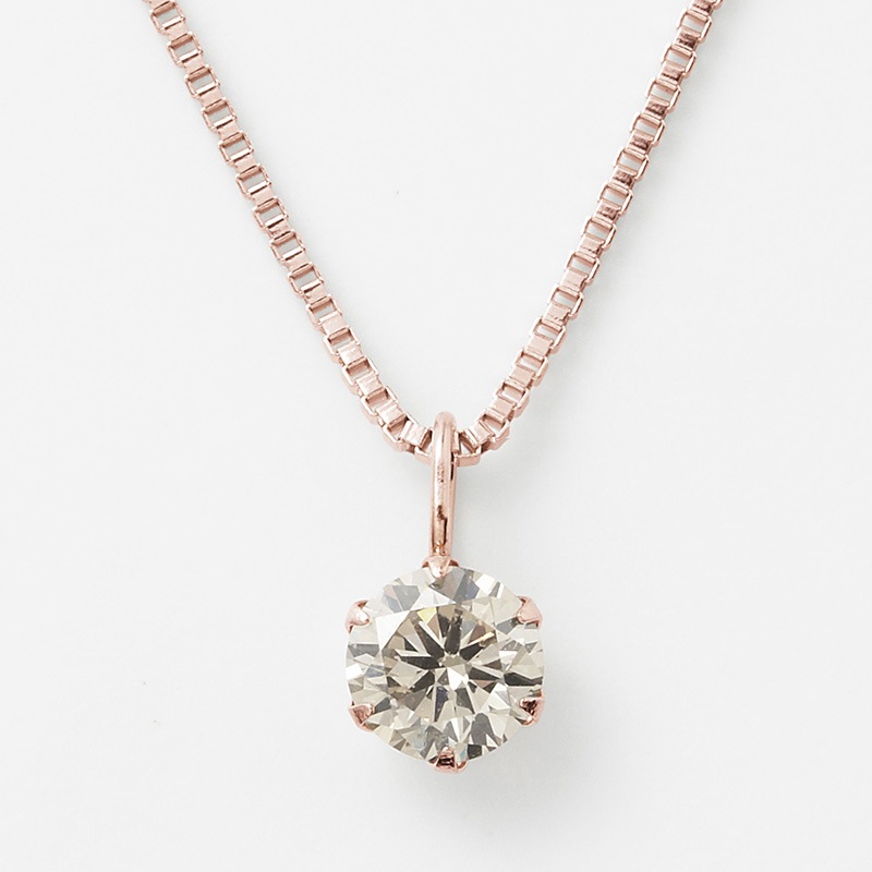 18金ピンクゴールドトップ ダイヤモンド ネックレス 0.5ct (シルバー