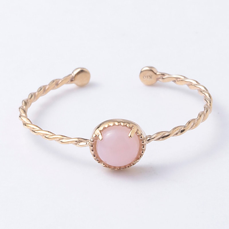 10金 イエローゴールド ピンクオパール フリーリング Drpo