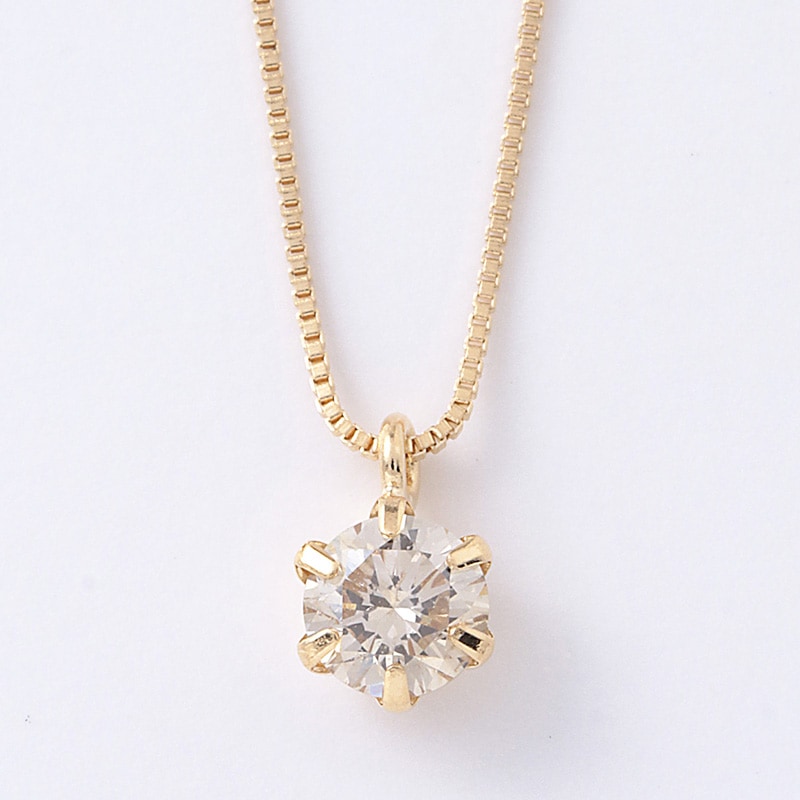 18金イエローゴールド ダイヤモンド ネックレス 0.2ct 鑑別カード付 