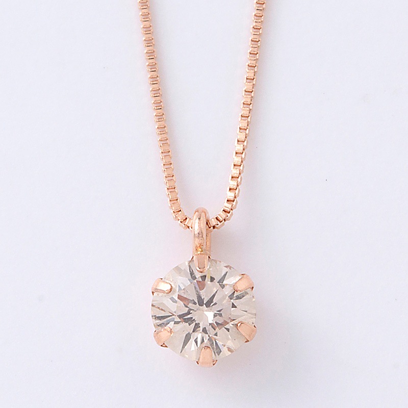 18金ピンクゴールド ダイヤモンド ネックレス 0.2ct 鑑別カード付
