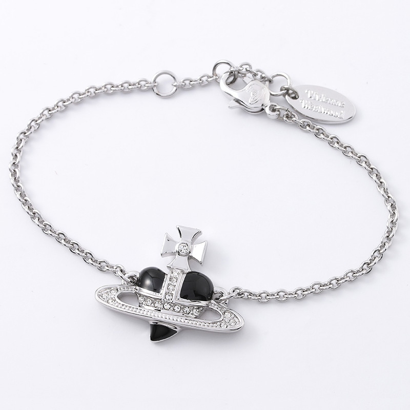 ヴィヴィアンウエストウッド]<br>DIAMANTE HEART BRACELET BLACK 