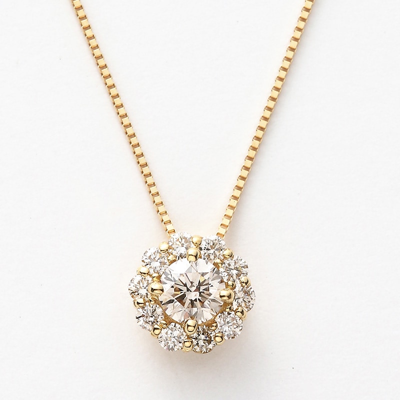 18金イエローゴールド ダイヤモンド ネックレス 0.3ct 鑑別