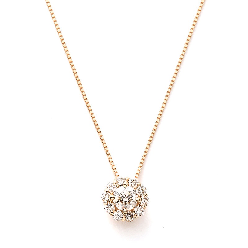 18金ピンクゴールド ダイヤモンド ネックレス 0.3ct 鑑別カード付 