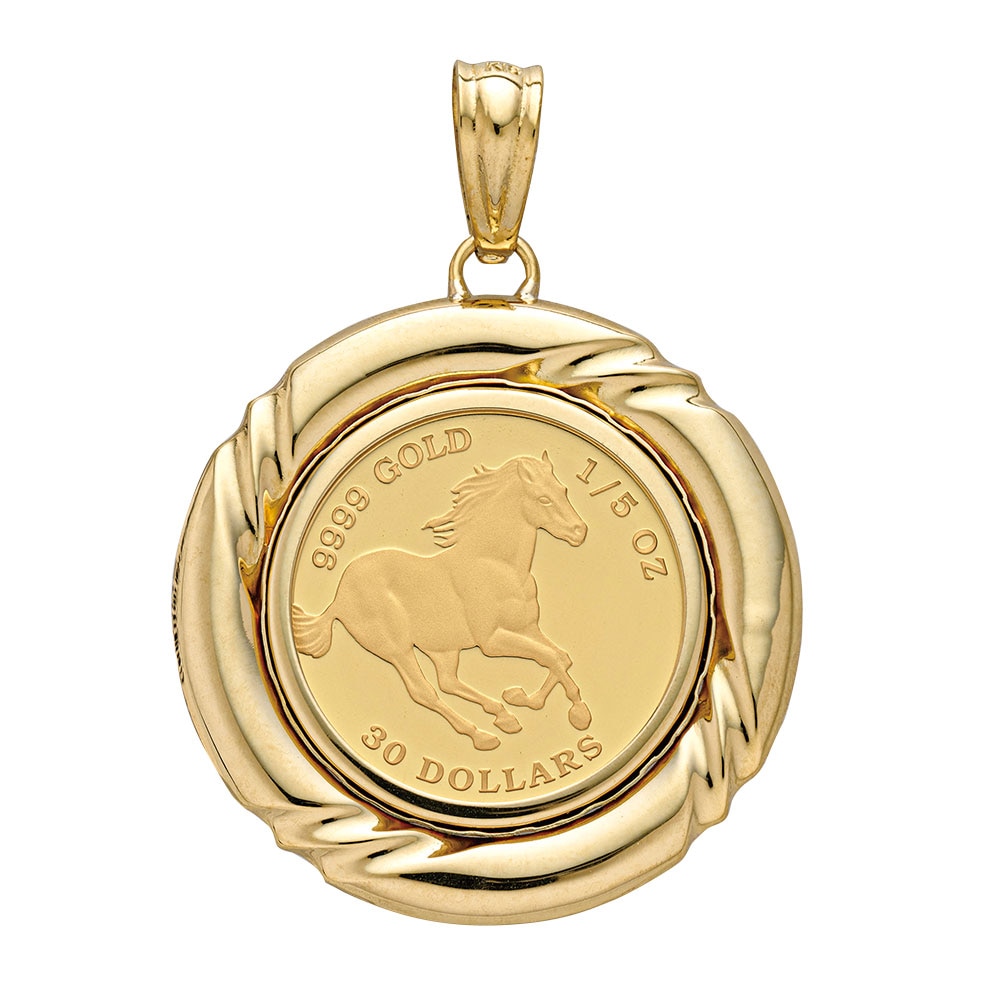 純金ツバルホース 1/5オンス コイントップ(18金枠）