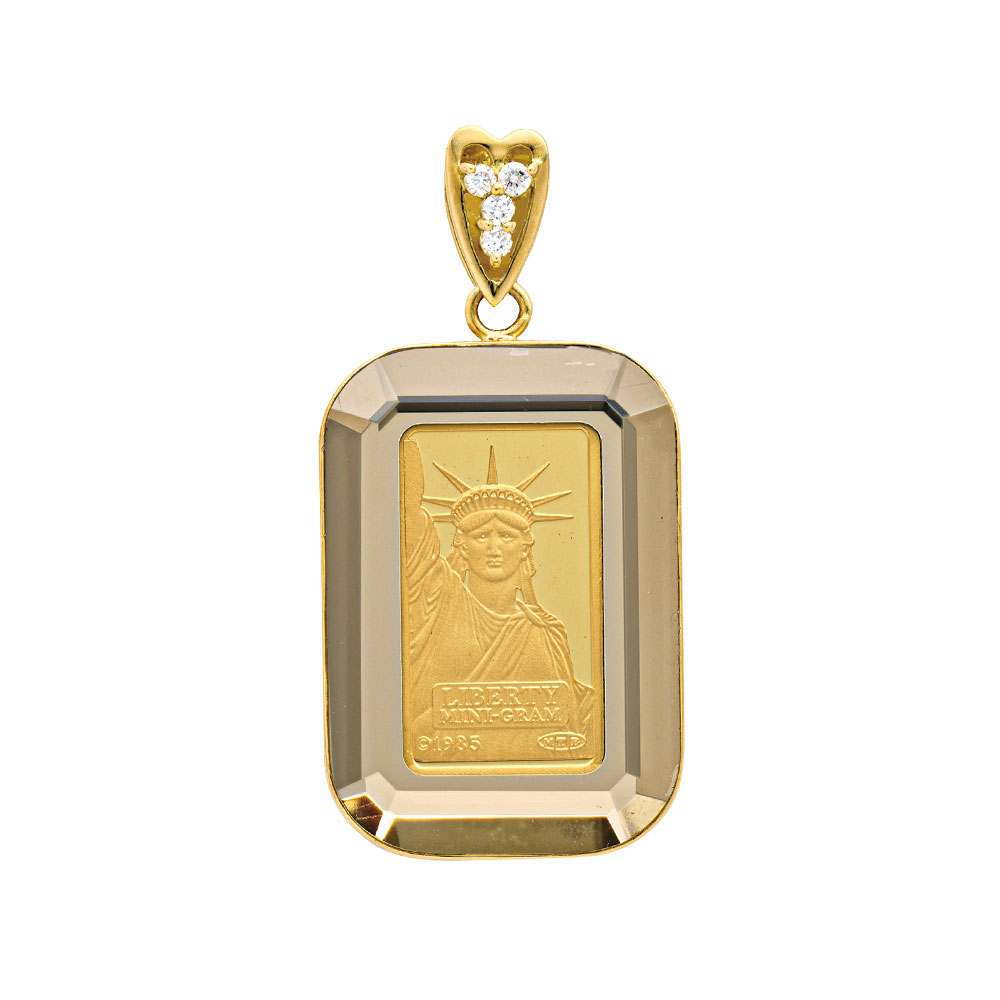 純金リバティーインゴット 1g コイントップ(18金枠）