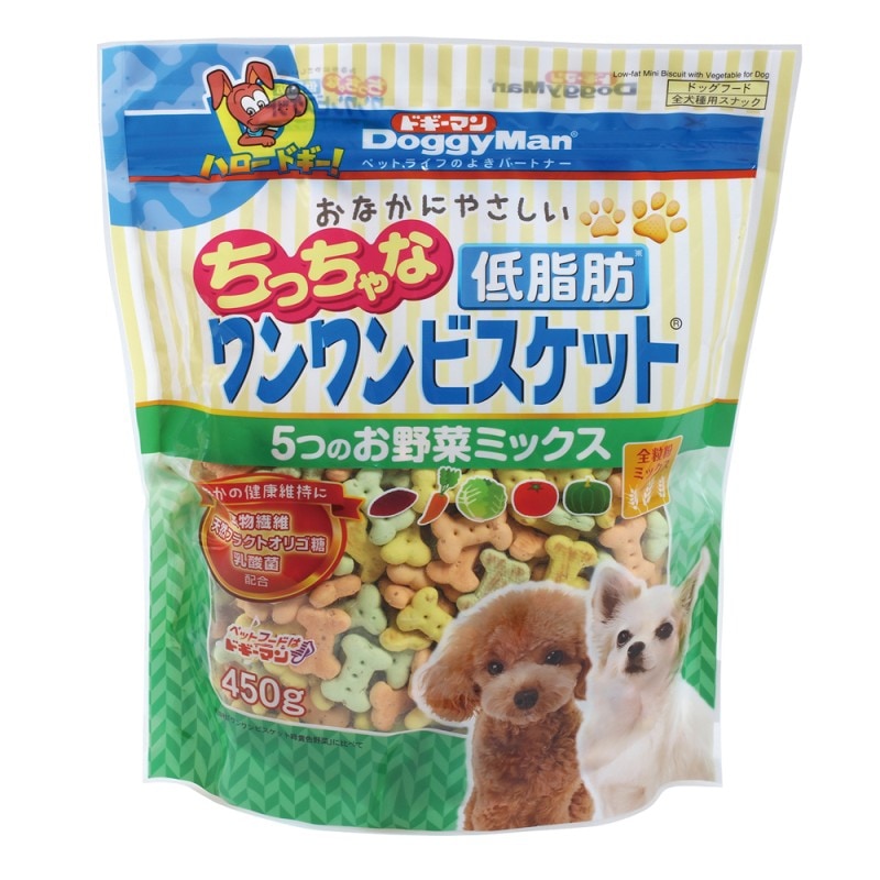 おなかにやさしいちっちゃな低脂肪ワンワンビスケット　５つのお野菜ミックス　４５０ｇ