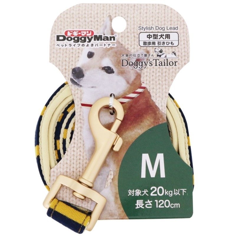 Doggy's Tailor ドッグリード(ひきひも) M ニットスタイル イエロー/ネイビー