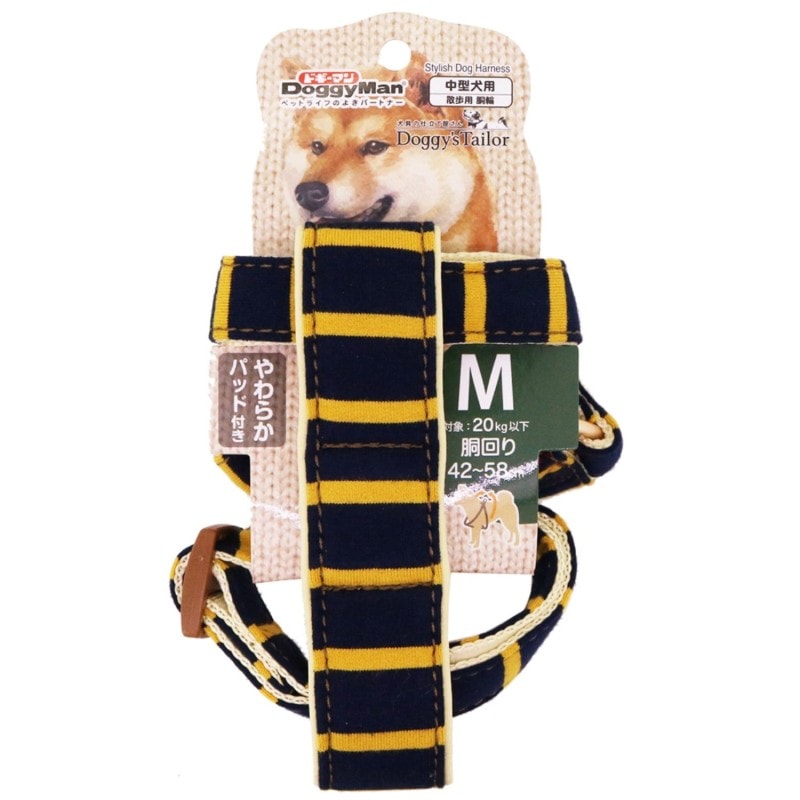 Doggy's Tailor ドッグハーネス(どうわ) M ニットスタイル イエロー/ネイビー