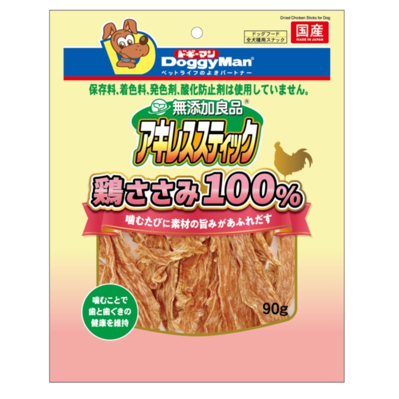 【フードロス削減】無添加良品　アキレススティック　鶏ささみ１００％ ９０ｇ
