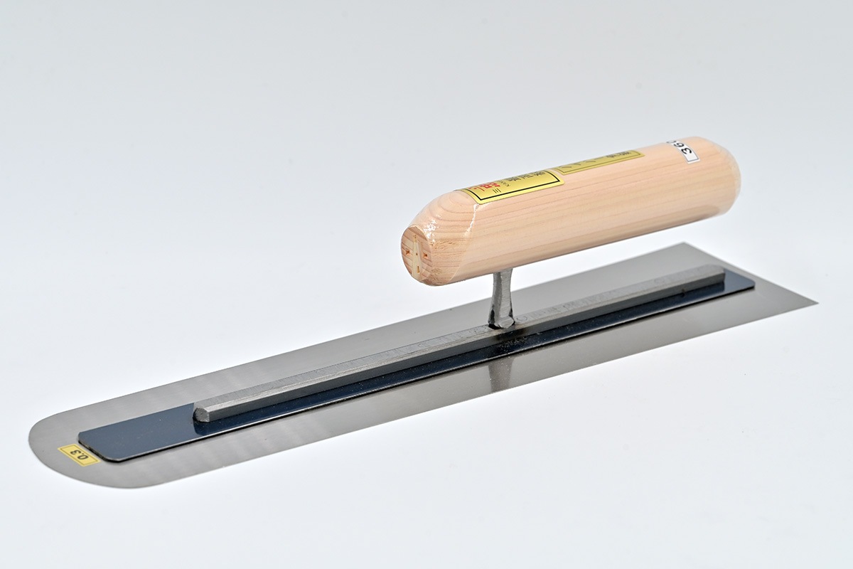 土間鏝　先丸 土間鏝 ステンレス 0.5mm厚 330mm MID ステン先丸鏝 本職用 左官