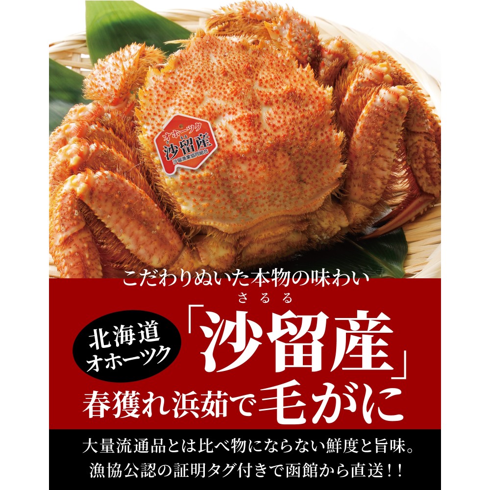 北海道沙留産 浜茹で毛がに（約800g）