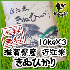 ☆新米☆ 【送料無料】 令和7年　滋賀県産　近江米　きぬひかり　10kg×3袋
