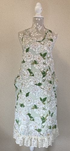 シャクヤクフラワープリント裏地付き エプロン