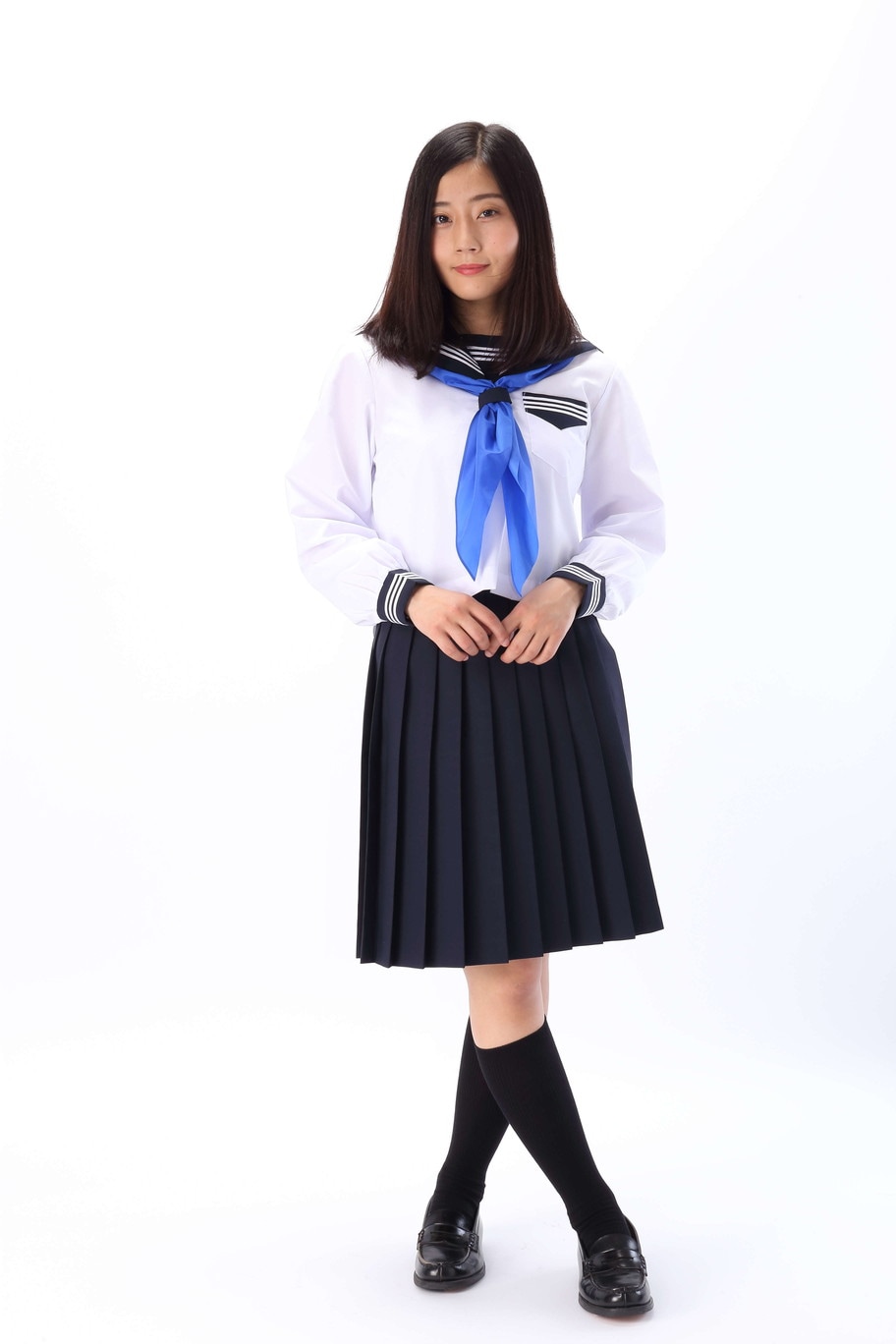 岡山県産 セーラー服 夏服 中間服 上衣 長袖 白地 学校制服 標準