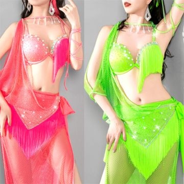 ベリーダンス衣装 蛍光ピンクと蛍光黄緑2色 2025年6月 YK-118 | ベリー