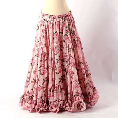 ベリーダンス用　25ヤードスカート ピンク イエロー 新入荷 ベリーダンス ジプシー スカート 25ヤード インド製