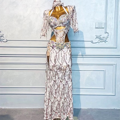 ベリーダンス衣装 ワンピース系 ストレッチレース M.Lサイズ2025年12月