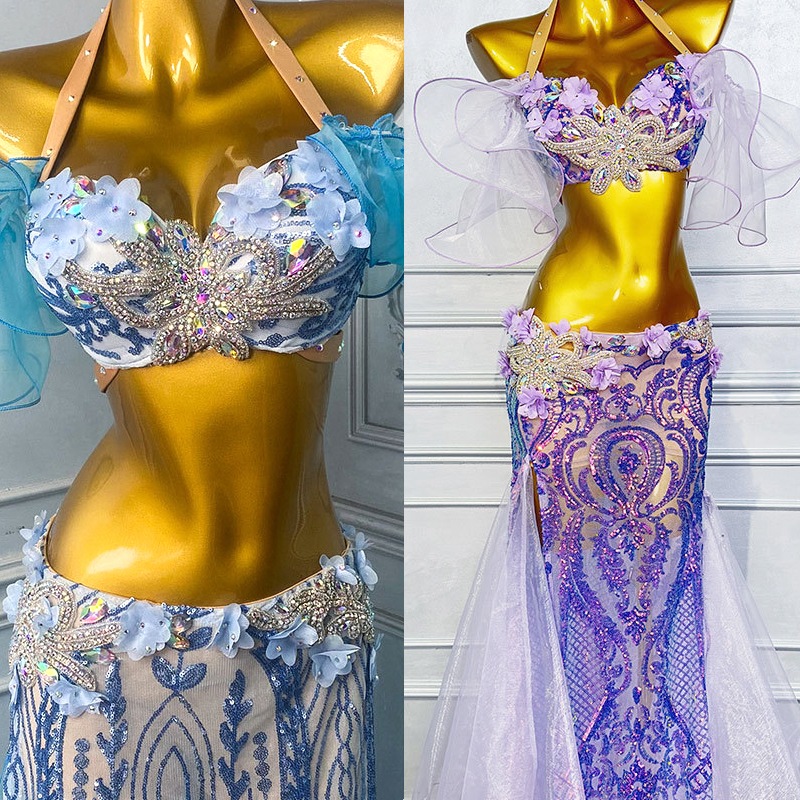 ベリーダンス衣装、ブラとスカートセット、2色、M～Lサイズ 2025年12月