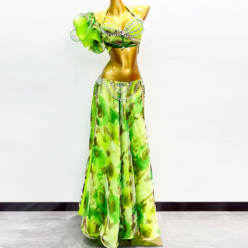 【新品／未使用】ベリーダンス衣装★ ライトグリーン ★セットアップ ベリーダンス衣装 ライトグリーン M.Lサイズ2025年12月 品番BD-011