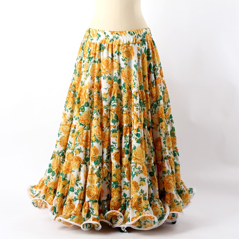 25ヤードスカート イエローローズ柄 シフォン生地 2026年1月YG-067