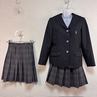7 B体 千葉県 小金高校 セーラーブレザー(170B) 冬＆夏チェック柄スカート(W75) (検 セーラー服 中学 女子校 制服 学生服 附属 JK JC 県立