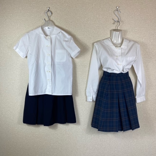 岡山県[明誠学院高校]女子制服　HIROKO KOSHINO　半袖ブラウスМサイズ2点+長袖ブラウスL2点　計4点セット KOSHINO HIROKO 岡山県[明誠学院高校]女子制服 ４点 長袖ブラウスLL ポロシャツМサイズ