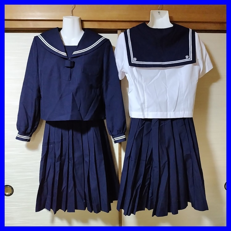 I117/Y(中古)福島県 白沢中学校 女子制服5点 /170A/175A/W68/W69