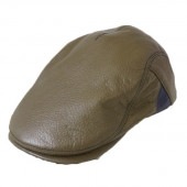 メンズハンチング　エゾシカ革のハンチング　カーキ×ネイビー