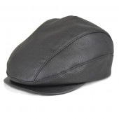 メンズハンチング　エゾシカ革のハンチング　シャチ型 ブラック