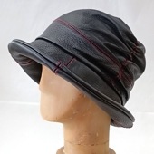 エゾシカ革のシャーリングハット　ブラック