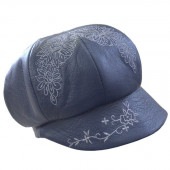 エゾシカ革のキャスケット ボタニカル刺繍入り