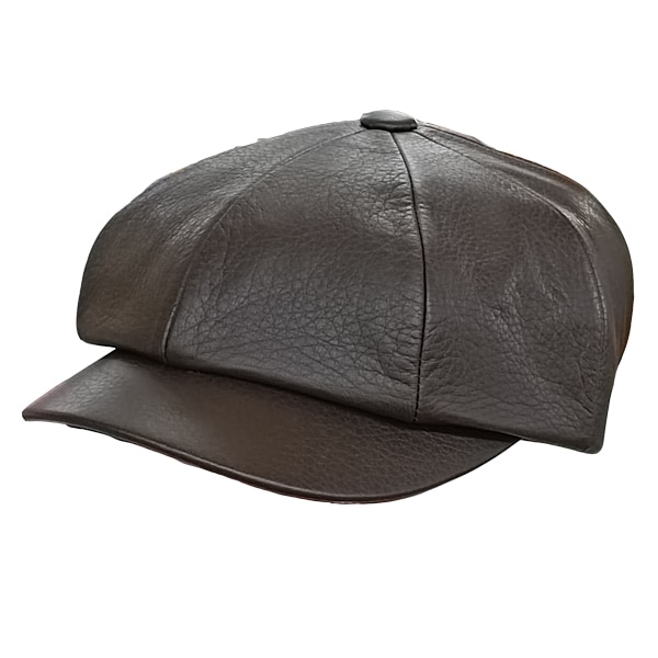 メンズハンチング エゾシカ革の八方型ハンチング ブラウン