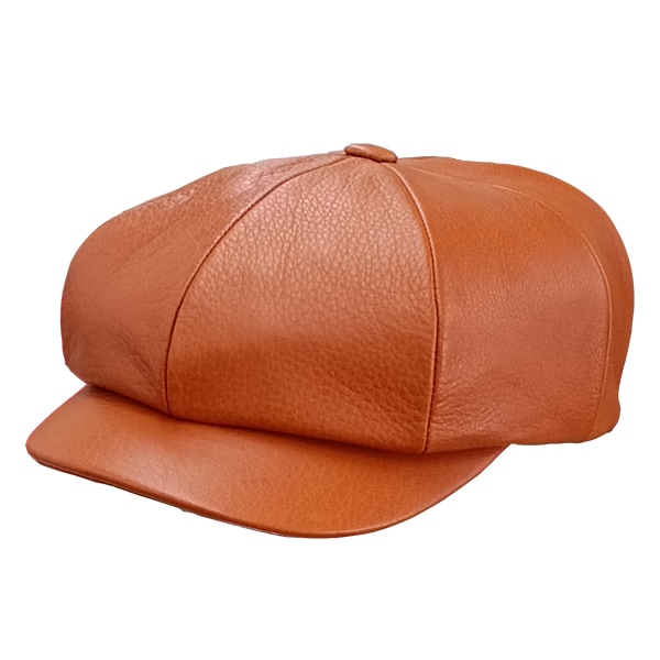 メンズハンチング エゾシカ革の八方型ハンチング キャメル