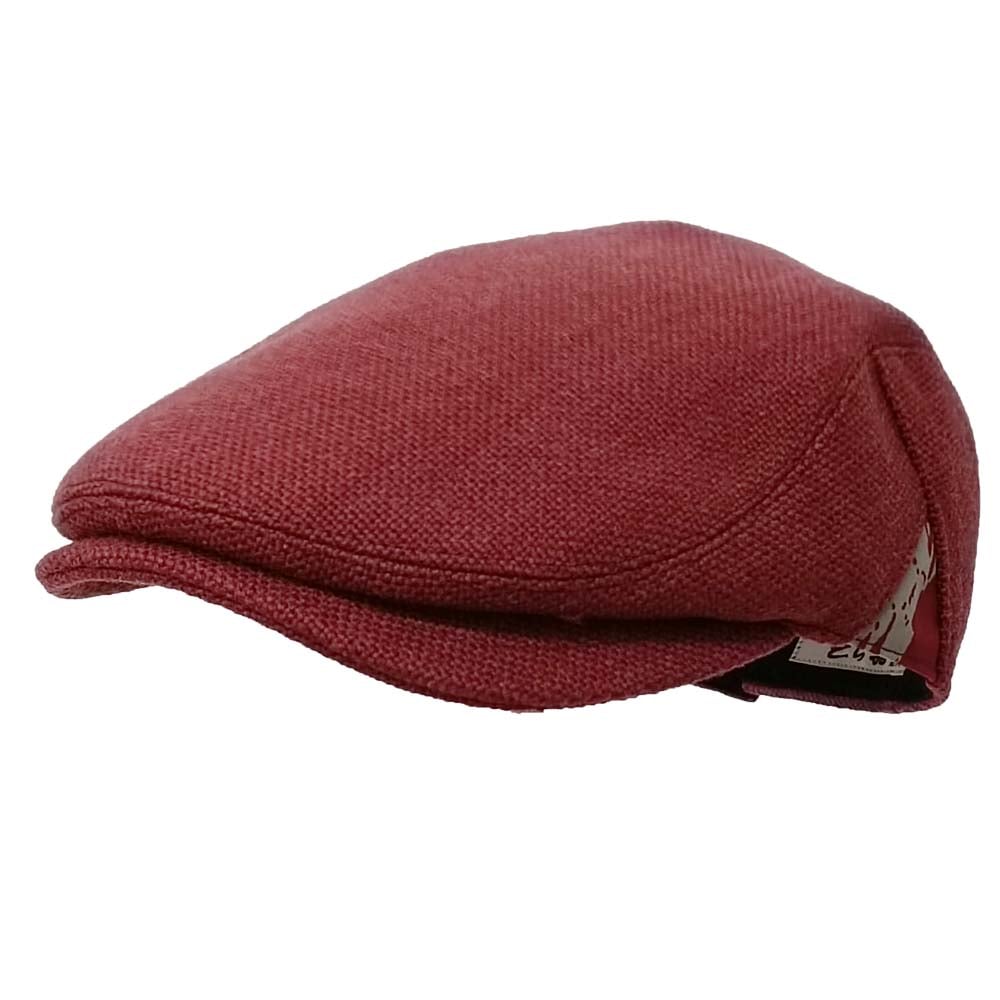 イタリア生地の三角カモノハシ型ハンチング　スモークレッド