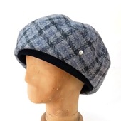 ブルー系ハリスツイードのベレー