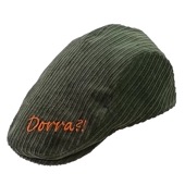 太畝コーデュロイのdorra?!刺繍ハンチング　ダークグリーン