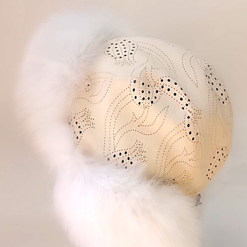 フライトキャップ 羊革×FOXファーのつばなし飛行帽