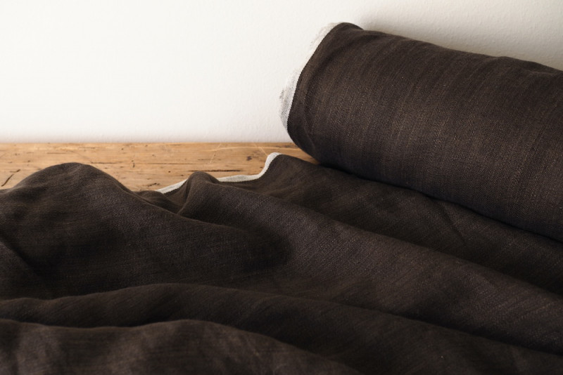 Double weave Linen Twill Reverse Chambray (Dark Brown)<p>ダブルウィーブ リネンツイルリバースシャンブレー (ダークブラウン)</p>