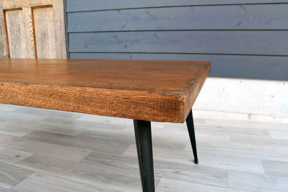 アイアンローテーブル　アイアンレッグ　ローボード　什器　キャンプテーブル　板付 鉄脚杉卓】木製ローテーブル 天板1 枚・アイアンレッグ2点セット