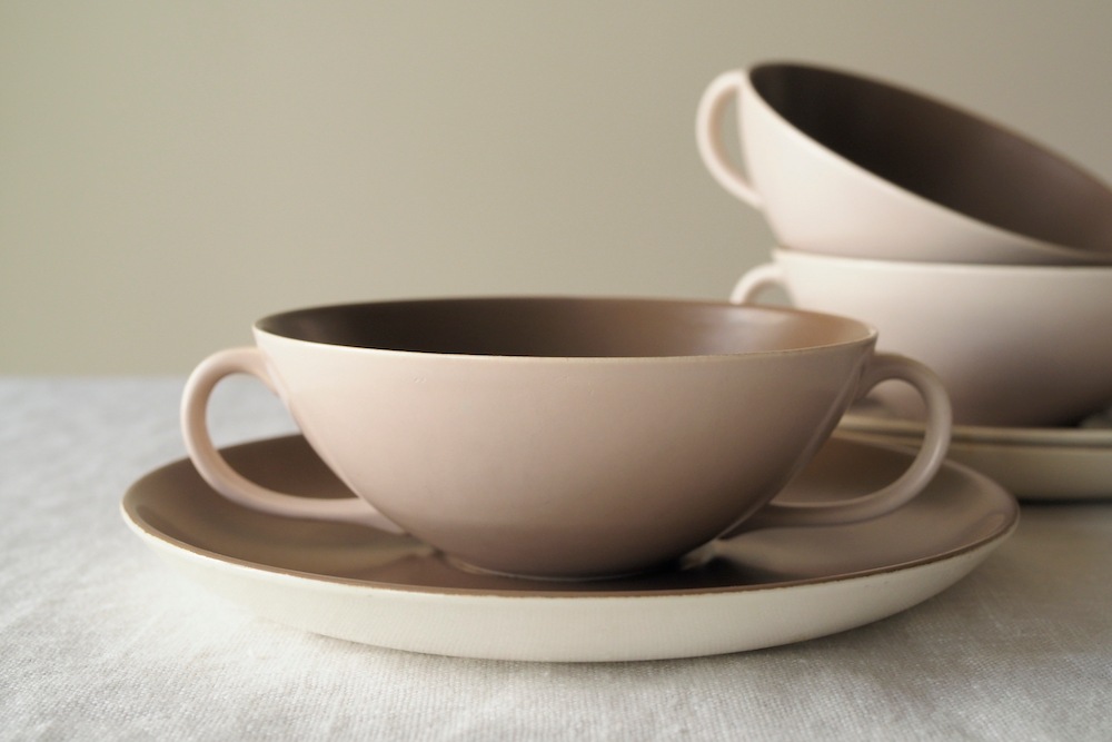 Poole Pottery soup cup&saucer(Sepia&Mushroom)<P>プール・ポタリー スープカップ&ソーサー(セピア&マッシュルーム)</p>