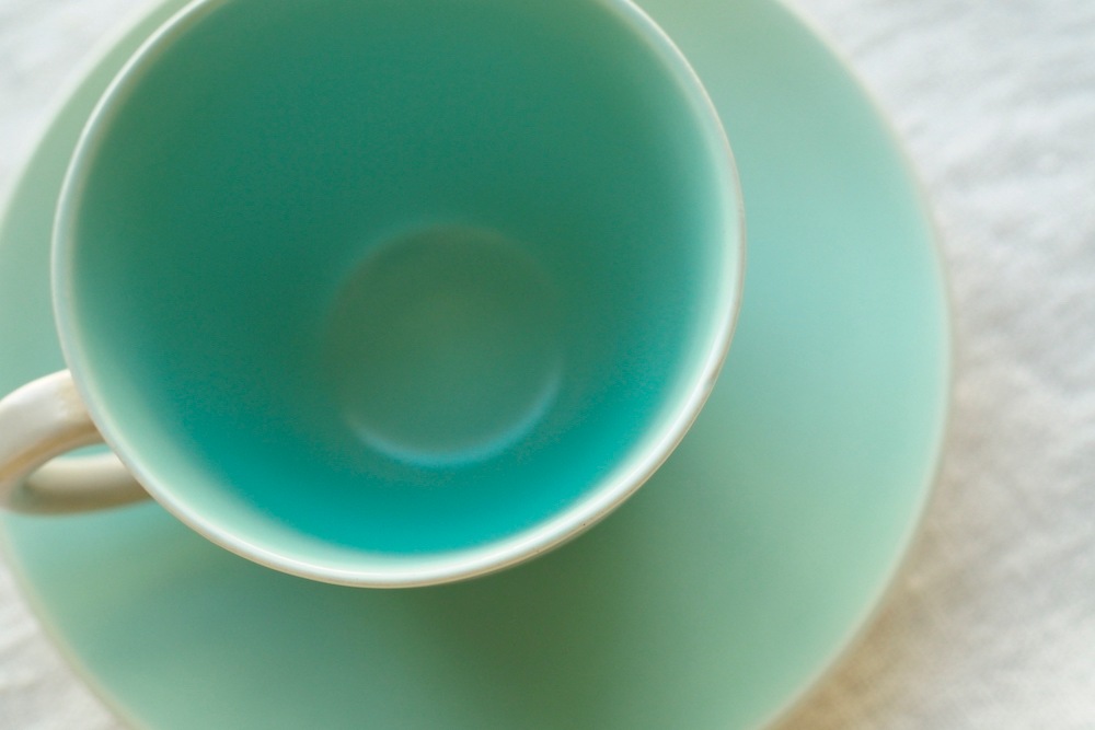 Poole Pottery demitasse cup&saucer (ice green&seagull)<p>プール・ポタリー デミタスカップ&ソーサー (アイスグリーン&シーガル)</p>