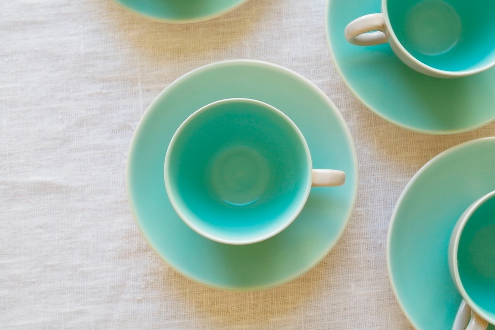 Poole Pottery demitasse cup&saucer (ice green&seagull)<p>プール・ポタリー デミタスカップ&ソーサー (アイスグリーン&シーガル)</p>