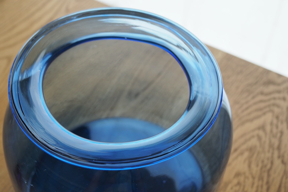 イワタガラス 灰皿 ブルー 極レア アンティーク 有名職人岩田氏 iwata