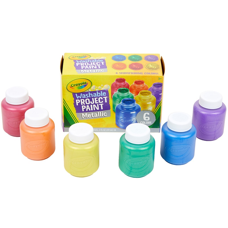 水でおとせる キッズ絵の具6色セット (メタリックカラー)