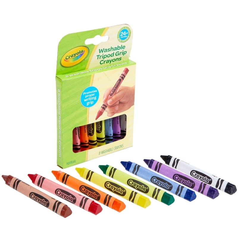 Washable Triangular Grip Crayons 8Count