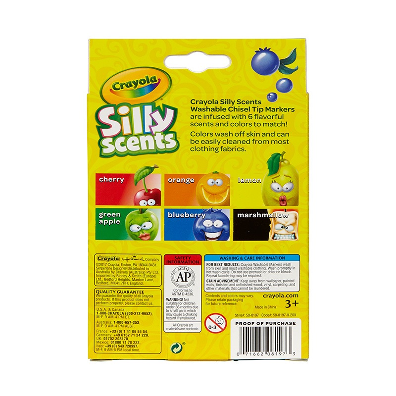 シリーセンツ 水でおとせるビッグマーカー 6色