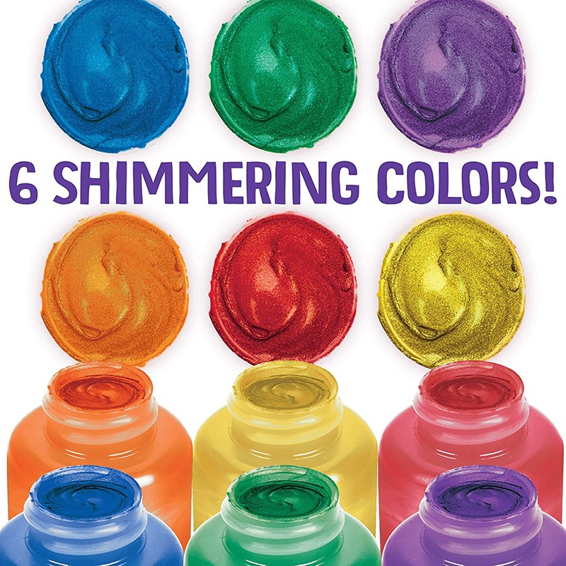 水でおとせる キッズ絵の具6色セット (メタリックカラー)